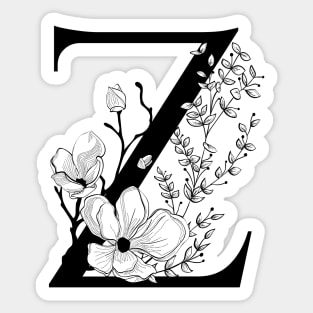 Letter Z Monogram - Floral Initial Sticker